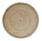 Wanddecoratie rotan/Schelpen cirkel 33 cm wit, Verzenden, Nieuw