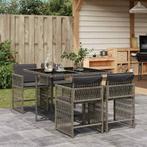 vidaXL 5-delige Tuinset met kussens poly rattan grijs, 4 zitplaatsen, Nieuw, Tuinset, Verzenden