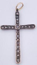 Hanger - 12 kt. Geel goud, Zilver Diamant (Natuurlijk), Sieraden, Tassen en Uiterlijk, Antieke sieraden