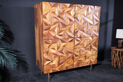 Massives Highboard ALPINE 135cm Sheesham steenafwerking, Huis en Inrichting, Kasten | Dressoirs, Ophalen of Verzenden