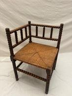 Stoel - Franse Bobbin Hoekstoel met Rieten Afwerking - Hout,, Antiek en Kunst