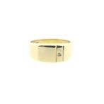 Gouden zegelring met diamant; 0,005 ct. | Heren (vintage), Gebruikt, Overige kleuren, 19 tot 20, Heer