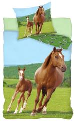 Paard beddengoed 140 × 200 cm, 70 × 90 cm, Ophalen of Verzenden, Nieuw, Eenpersoons, Dekbedovertrek