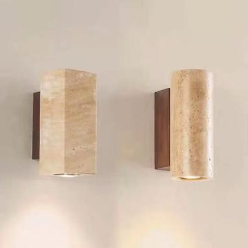 Nieuw | Japanse stijl wandlamp | Wabi-Sabi Travertijn Steen beschikbaar voor biedingen