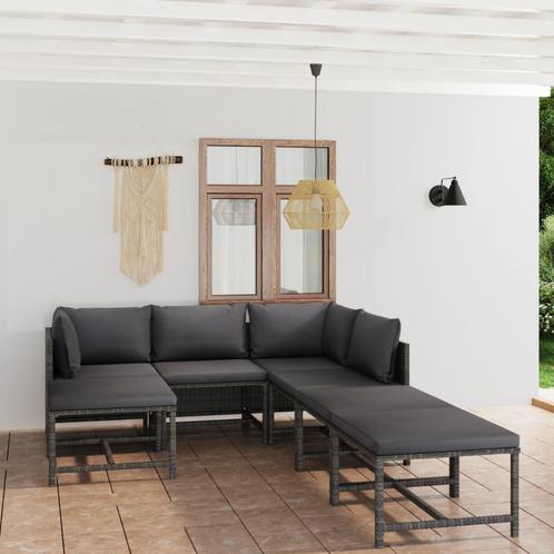 vidaXL 7-delige Loungeset met kussens poly rattan grijs, Tuin en Terras, Tuinsets en Loungesets, Loungeset, Nieuw, Rotan, Verzenden