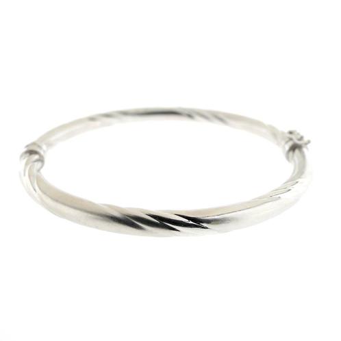 18 Krt. Witgouden gedraaide slavenarmband  | Ø 60 mm, Sieraden, Tassen en Uiterlijk, Armbanden, Overige kleuren, Gebruikt, Goud