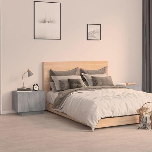 vidaXL Nachtkastje 100x35x40 cm bewerkt hout grijs sonoma, Huis en Inrichting, Slaapkamer | Nachtkastjes, Nieuw, 65 cm of meer