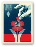 Shepard Fairey (OBEY) (1970) - Defend Democracy VOTE