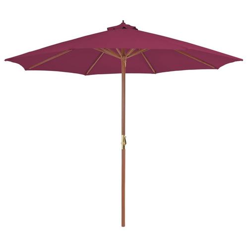 Tuinparasol met houten paal 300 cm bordeauxrood, Tuin en Terras, Parasols, Nieuw, Verzenden