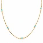 Halsketting - 14 karaat Geel goud Turquoise, Nieuw