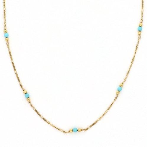 Halsketting - 14 karaat Geel goud Turquoise, Sieraden, Tassen en Uiterlijk, Kettingen