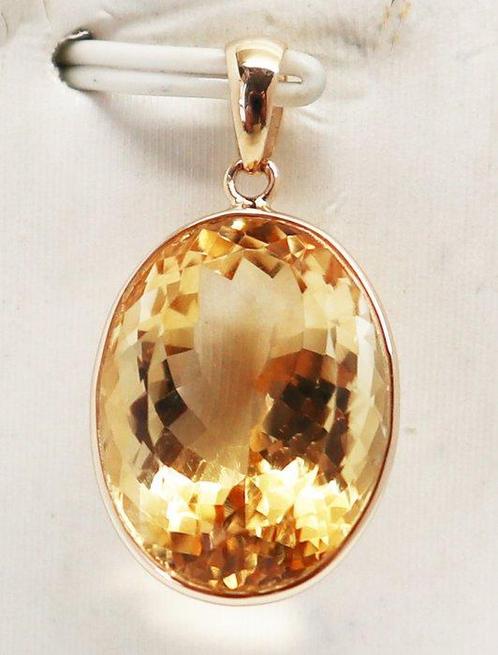 Zonder Minimumprijs - Hanger - 14 karaat Geel goud Citrien, Sieraden, Tassen en Uiterlijk, Antieke sieraden