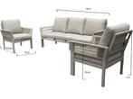 Saigon stoel bank loungeset 3 delig latte zand aluminium, Tuin en Terras, Tuinsets en Loungesets, Ophalen of Verzenden, Nieuw