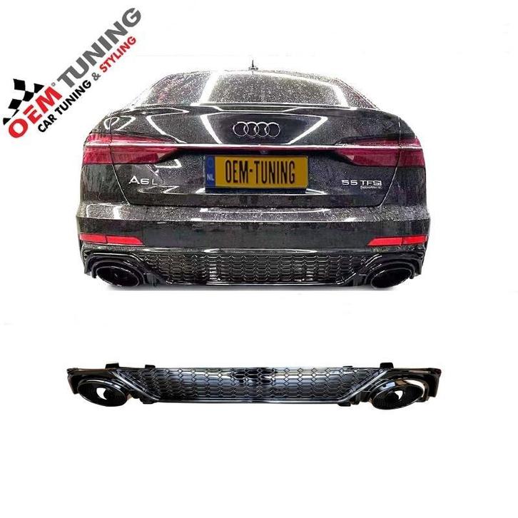 A6 RS6 C8 Honeycomb look Diffuser | hoogglans zwart | 18 –25, Auto-onderdelen, Carrosserie en Plaatwerk, Nieuw, Audi, Achter, Bumper