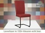 Leren eetkamerstoel Dry - Hermes Red (rood) - Sledepoot, Huis en Inrichting, Nieuw, Leer, Ophalen of Verzenden, Rood