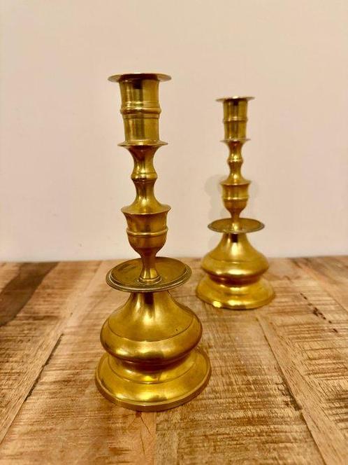 Taperstick (kleine blaker met een dunne pijp) (2) - Verguld, Antiek en Kunst, Antiek | Overige Antiek