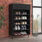 vidaXL Schoenenkast 60x35x105 cm bewerkt hout zwart, Verzenden, Nieuw