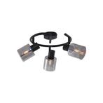 Moderne plafondlamp zwart met smoke glas wokkel 3-lichts -, Verzenden, Nieuw, Modern