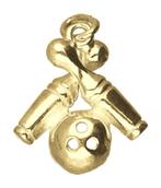 Gouden 2 Bowling pins met bal ketting hanger, Verzenden, Nieuw