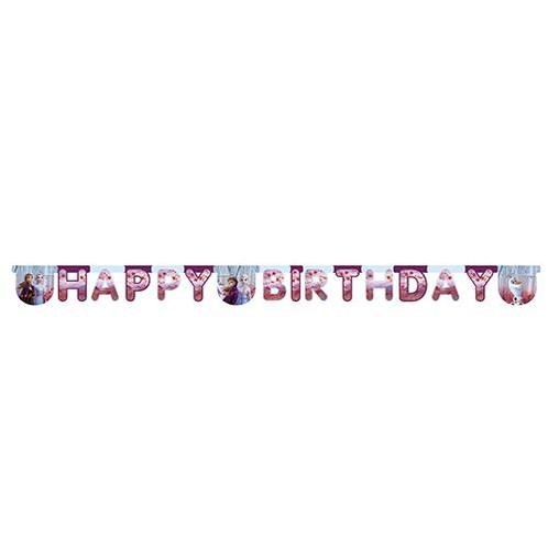 Frozen 2 Letterslinger Happy Birthday 2m, Hobby en Vrije tijd, Feestartikelen, Nieuw, Verzenden