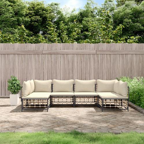 vidaXL 6-delige Loungeset met kussens poly rattan, Tuin en Terras, Tuinsets en Loungesets, Loungeset, Nieuw, Rotan, Verzenden