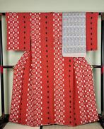 Antieke Chirimen Crepe Kimono en Obi-banden Set - GEEN BOD!