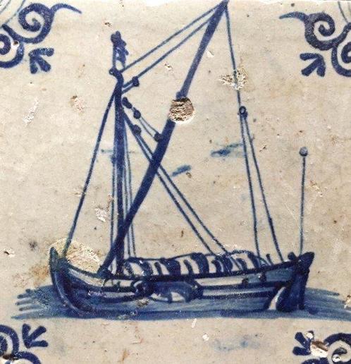 Tegel - Schip - Kaag - ca 1620 - 1640 - Antieke Delftse, Antiek en Kunst, Antiek | Glas en Kristal
