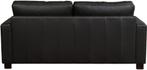 Zwarte leren moderne 2.5-zitsbank - poot hout bruin - Hermes, 150 tot 200 cm, Ophalen of Verzenden, Rechte bank, Modern