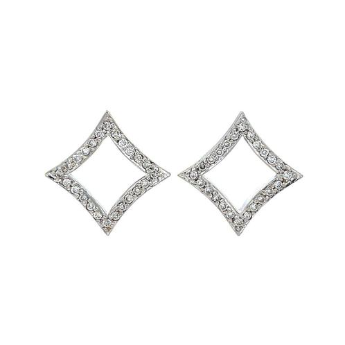 Witgouden oorstekers met diamant 14 krt, Sieraden, Tassen en Uiterlijk, Oorbellen, Wit, Zo goed als nieuw, Goud, Verzenden