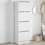 vidaXL Schoenenkast met 4 klaplades 60x34x187,5 cm wit, Verzenden, Nieuw