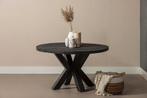 Mangohouten Eettafel Rond Tara 110 cm Zwart (5cm), Huis en Inrichting, Tafels | Eettafels, Verzenden, Rond, Nieuw, Industriële meubels