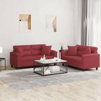 vidaXL 2-delige Loungeset met kussens kunstleer wijnrood, Verzenden, Nieuw, Vierpersoons of meer, Leer