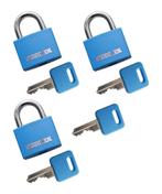 Set van 3 hangsloten (30 mm, blauw, met 4 sleutels), Doe-het-zelf en Verbouw, Ophalen of Verzenden, Nieuw