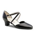 Comfortabele Dansschoenen Dames - Zwart Leer - Brede Hak 4,5, Verzenden, Nieuw