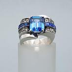 Zilver, Art Deco, Tankring, Blauwe spinel (Getest) - Ring