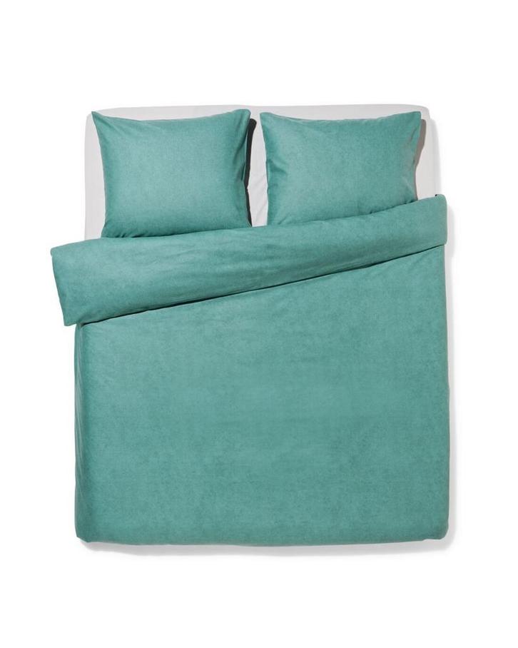 051 Dekbedovertrek 240x200/220cm flanel melange groen, Huis en Inrichting, Slaapkamer | Beddengoed, Nieuw, Verzenden