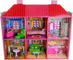 Poppenhuis - 2 verdiepingen - met meubels - roze - 106x36..., Kinderen en Baby's, Speelgoed | Poppenhuizen, Ophalen of Verzenden