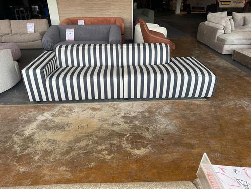 Sesilia lounge en sofa bank stripe stof zwart wit 2 delig, Huis en Inrichting, Banken | Bankstellen, 250 tot 300 cm, 75 tot 100 cm