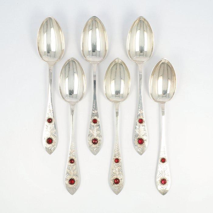 Robbe & Berking model Friesenmust - Dinerlepels - Lepel (6), Antiek en Kunst, Antiek | Goud en Zilver