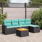 vidaXL 6-delige Loungeset met kussens poly rattan zwart, Tuin en Terras, Tuinsets en Loungesets, Verzenden, Nieuw, Rotan, Loungeset