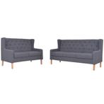 vidaXL Bankstel stof grijs 2-delig, Huis en Inrichting, Banken | Bankstellen, Verzenden, Nieuw, Minder dan 150 cm, Stof