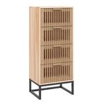 Hoge Kast Bewerkt Hout - Tweedekansje - Elegant Design, Huis en Inrichting, Ophalen of Verzenden, Nieuw