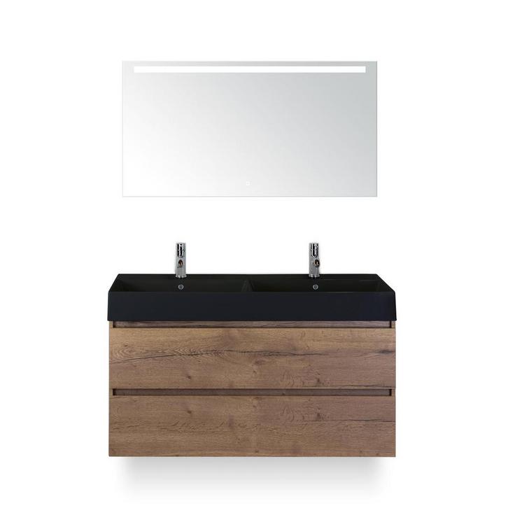 Maxx XL Badmeubelset 120 cm - Tabacco - Wastafel Kube Dubbel, Huis en Inrichting, Badkamer | Badkamermeubels, Ophalen of Verzenden