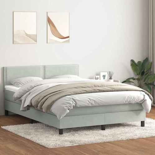 vidaXL Boxspring met matras fluweel lichtgrijs 140x220 cm, Huis en Inrichting, Slaapkamer | Bedden, Grijs, Nieuw, Stof, Verzenden