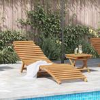 vidaXL Ligstoel Bruin 184 x 55 x 59 cm Massief Teakhout, Tuin en Terras, Verzenden, Nieuw