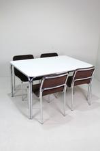 Vintage design eetkamerset, tafel en stoelen TECTA jaren 70, Gebruikt, Bruin, Seventies, Stof