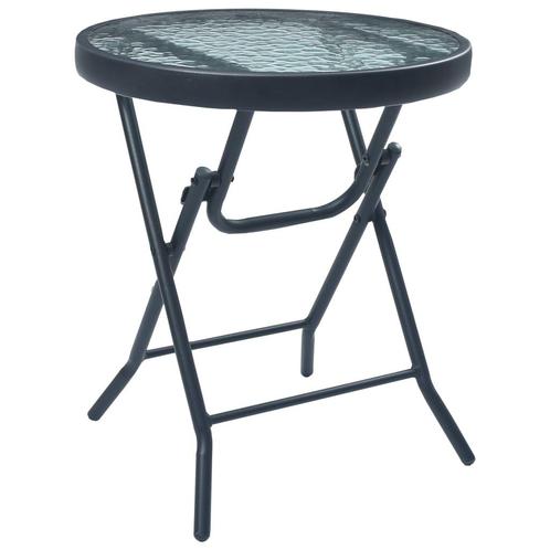 vidaXL Bistrotafel 40x46 cm staal en glas zwart, Tuin en Terras, Tuintafels, Nieuw, Metaal, Verzenden