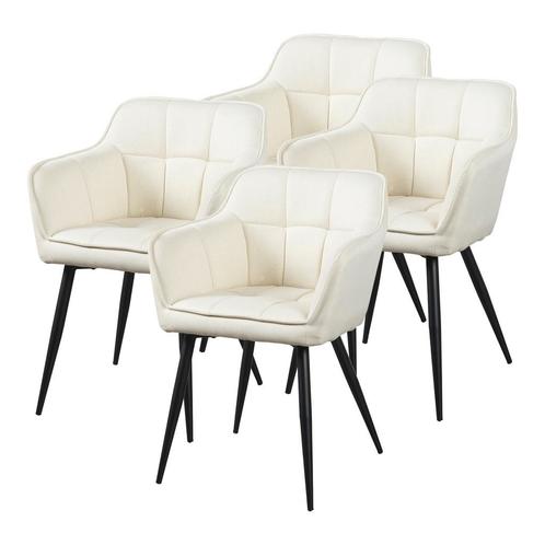 Eetkamerstoel Birmingham set van 4 fauteuils 81x57x53 cm bei, Huis en Inrichting, Stoelen, Nieuw, Verzenden