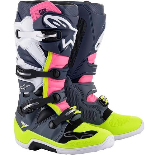 Crosslaarzen Alpinestars Tech 7 Roze/Geel – MAAT 38/39/42, Motoren, Kleding | Motorkleding, Nieuw met kaartje, Motorcrosskleding