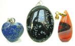 Lapis - Sneeuwvlok Obsidiaan - Agaat Hangers - Hoogte: 54 mm